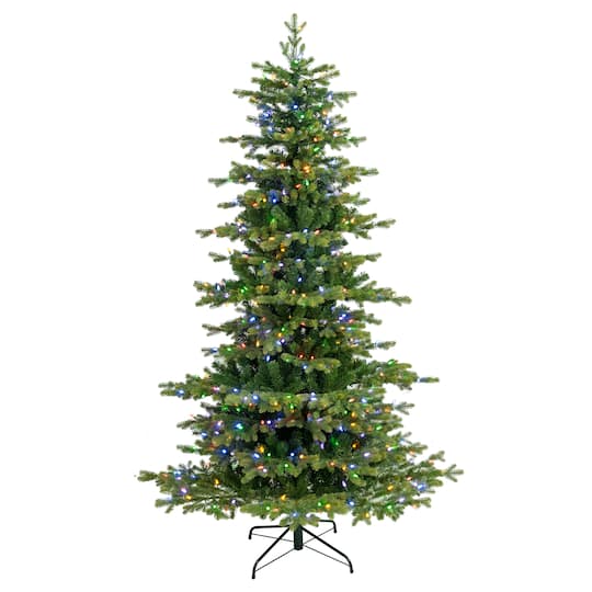 Glitzhome® 7.5ft Pre-Lit Green Full Fir Christmas Tree, Warm White & Multicolor LED Lights | 7.5 ft | Michaels®